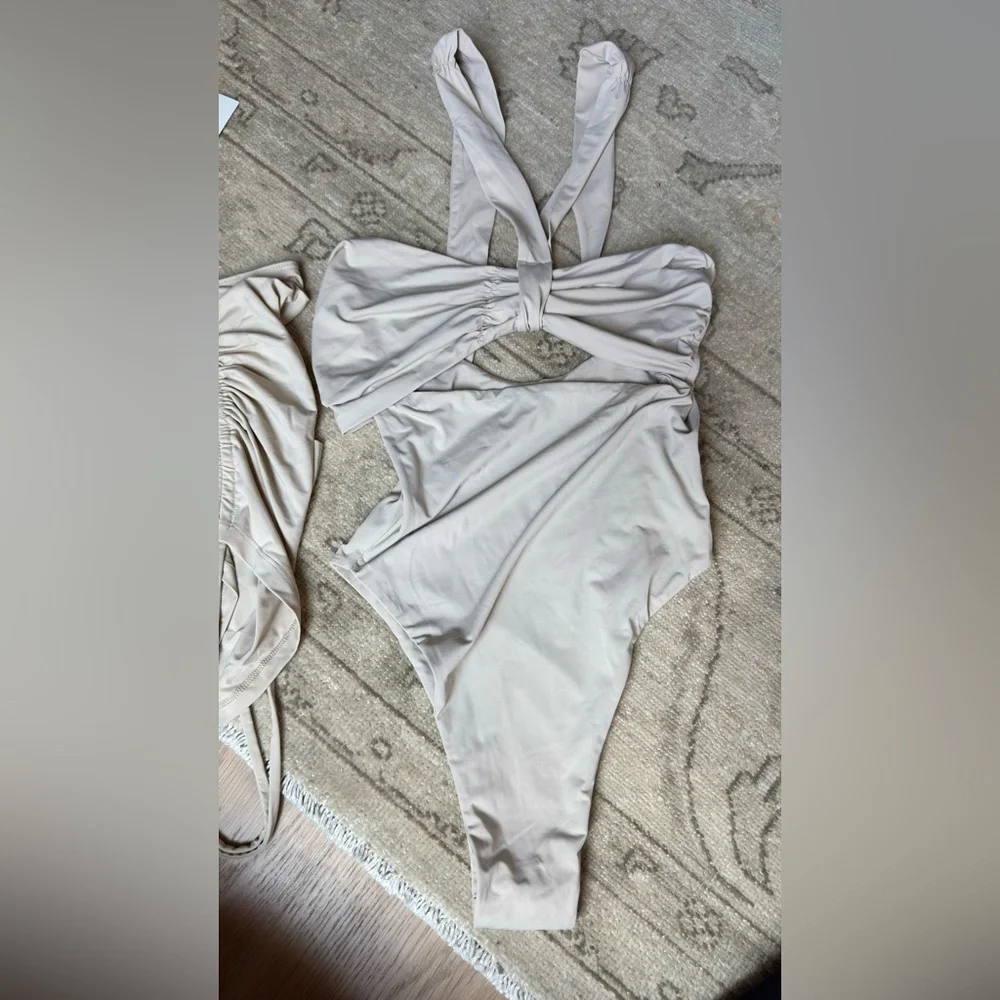 Colt One Piece in Coconut & cover up skirt 
Riot Swim - Picture 4 of 7